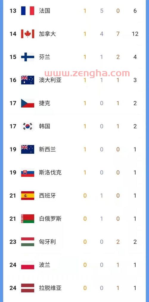 2022冬奥会*排行榜